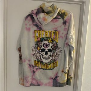 A*sholes Live Forever Tie-Dye Graphic Hoodie with Skull Design size Large
